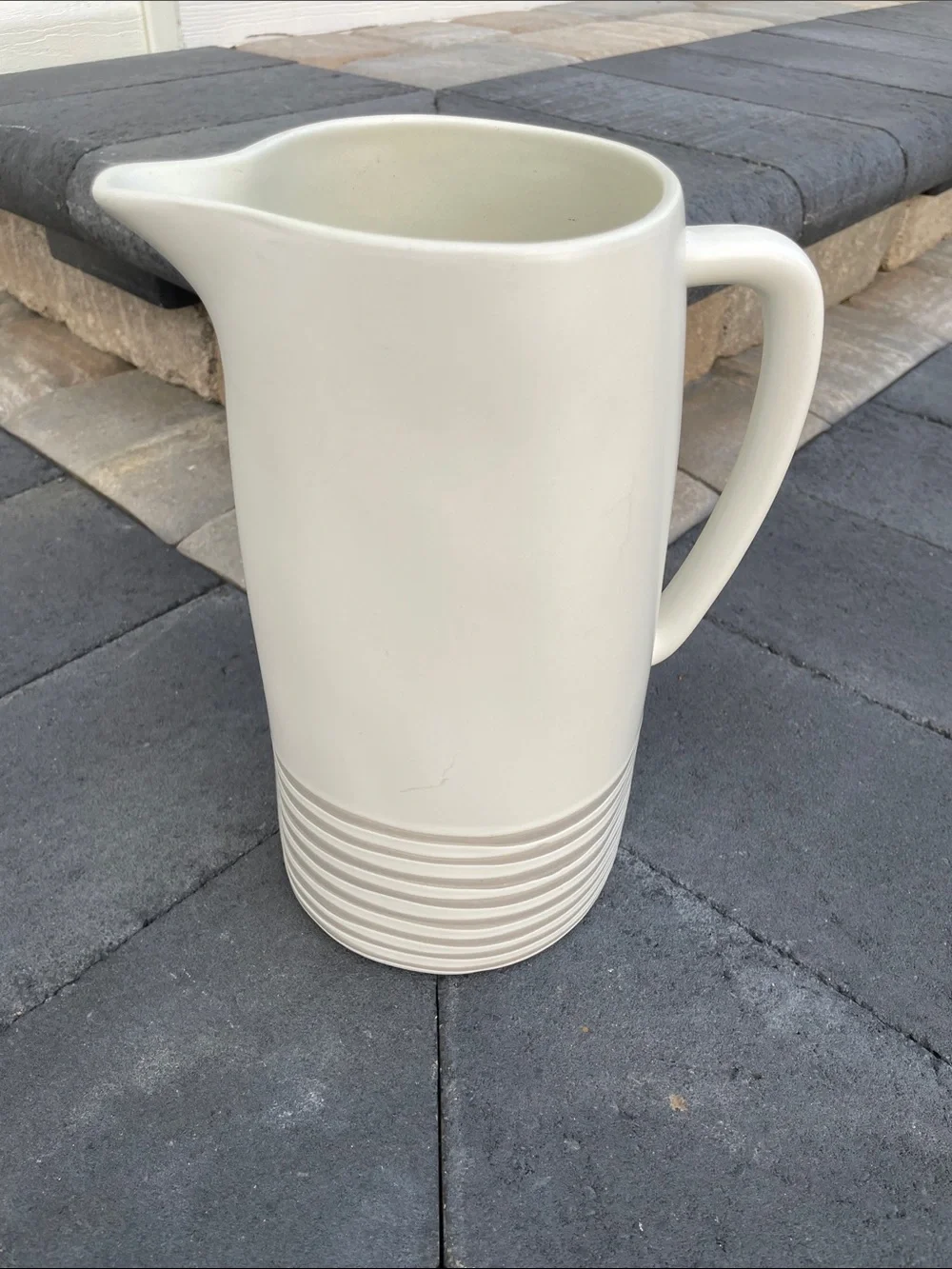 LIKE NEW!! Hearth and Hand with Magnolia Ceramic Pitcher with Gray Ribbed Base